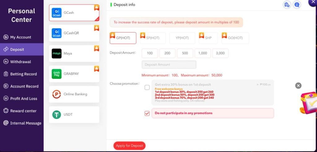 Simple Steps to Deposit